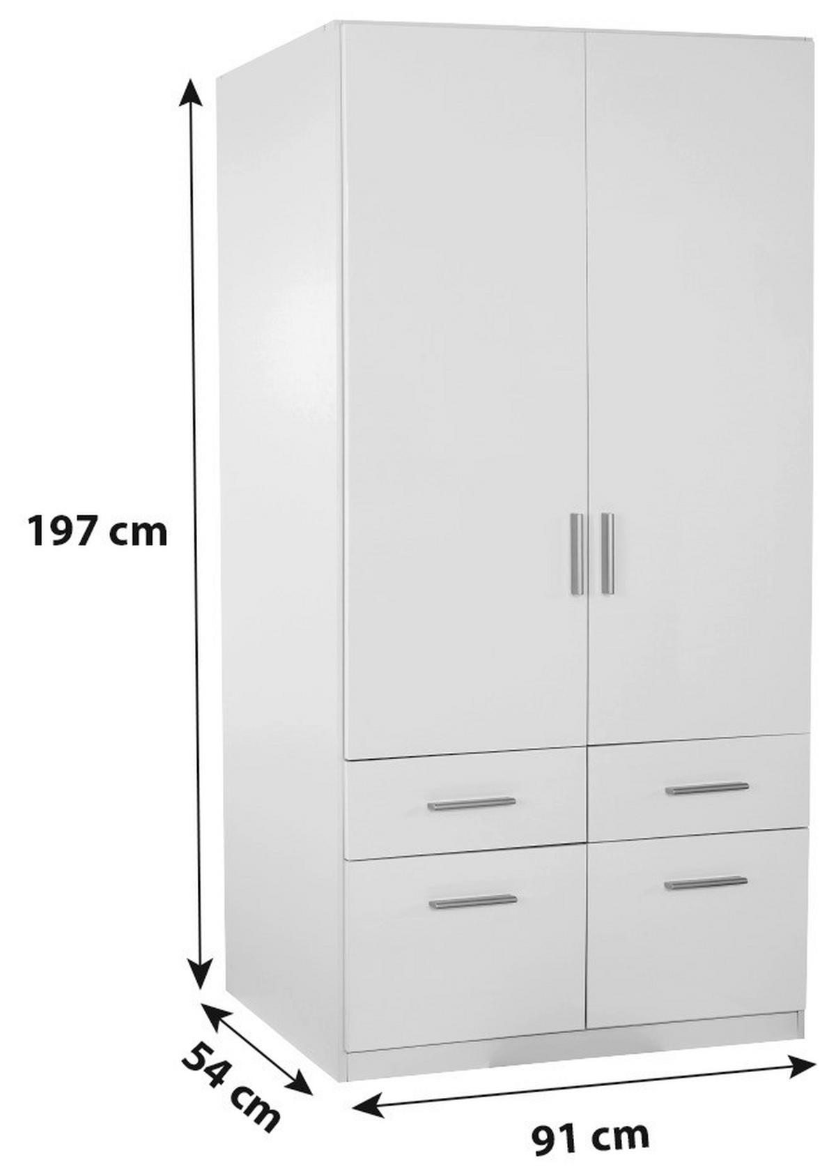 ŠATNÍ SKŘÍŇ CELLE - bílá/barvy hliníku, Moderní, dřevo/plast (91/197/54cm)