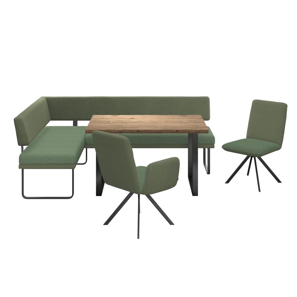 Eckbank Kian Webstoff Grün,  S:164x233 cm - Schwarz/Grün, Trend, Textil/Metall (164/233cm)