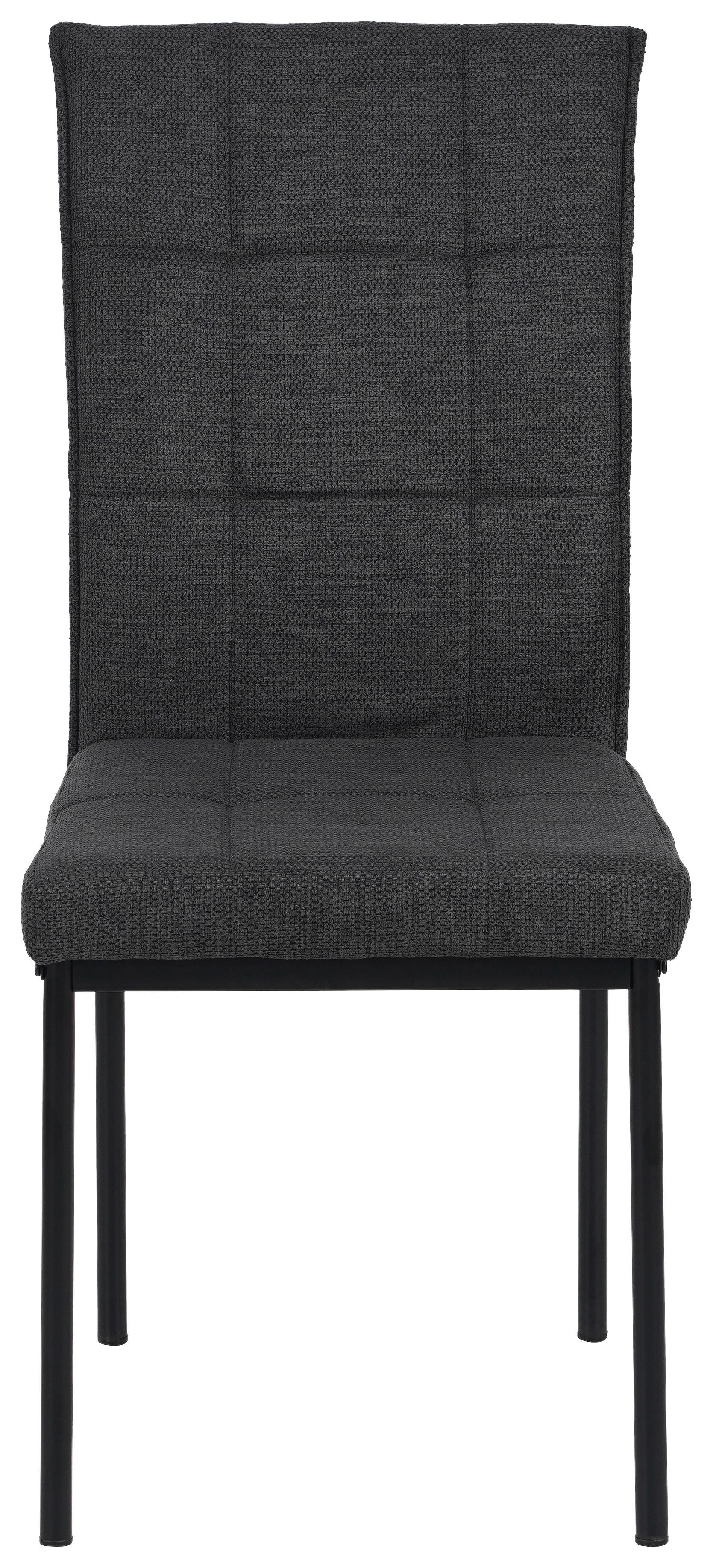 Vierfußstuhl Finn Webstoff Anthrazit, B: 44 cm - Anthrazit/Schwarz, KONVENTIONELL, Textil/Metall (44/96/61cm) - MID.YOU