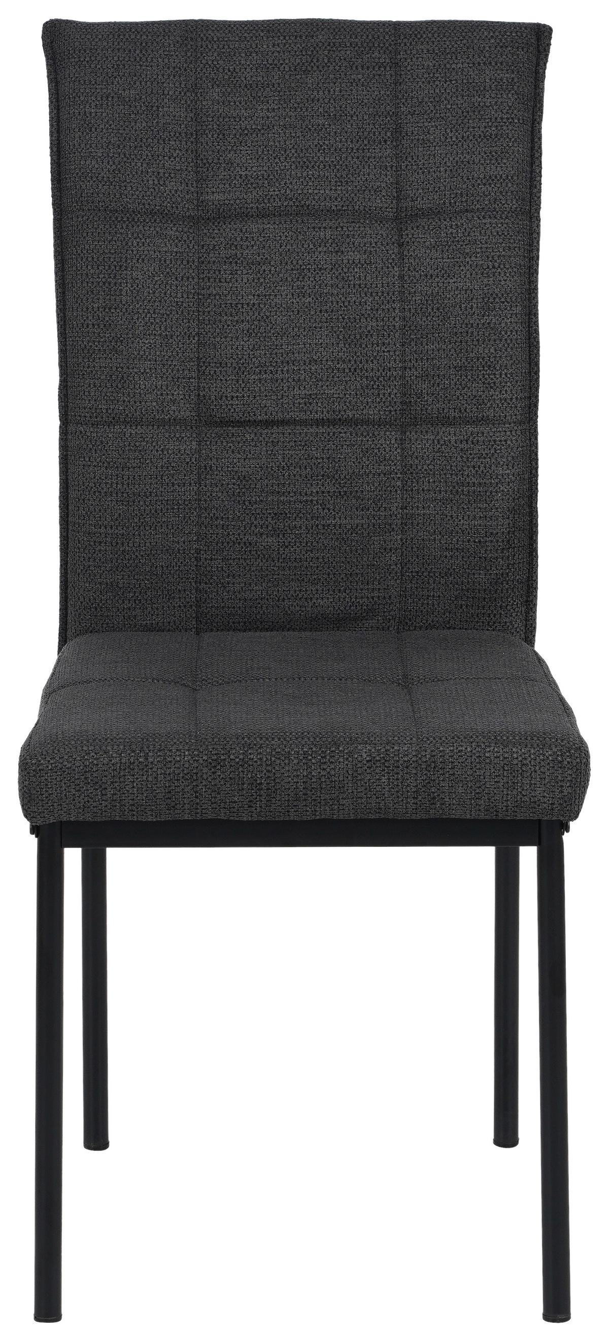 Vierfußstuhl Finn Webstoff Anthrazit, B: 44 cm - Anthrazit/Schwarz, KONVENTIONELL, Textil/Metall (44/96/61cm) - MID.YOU