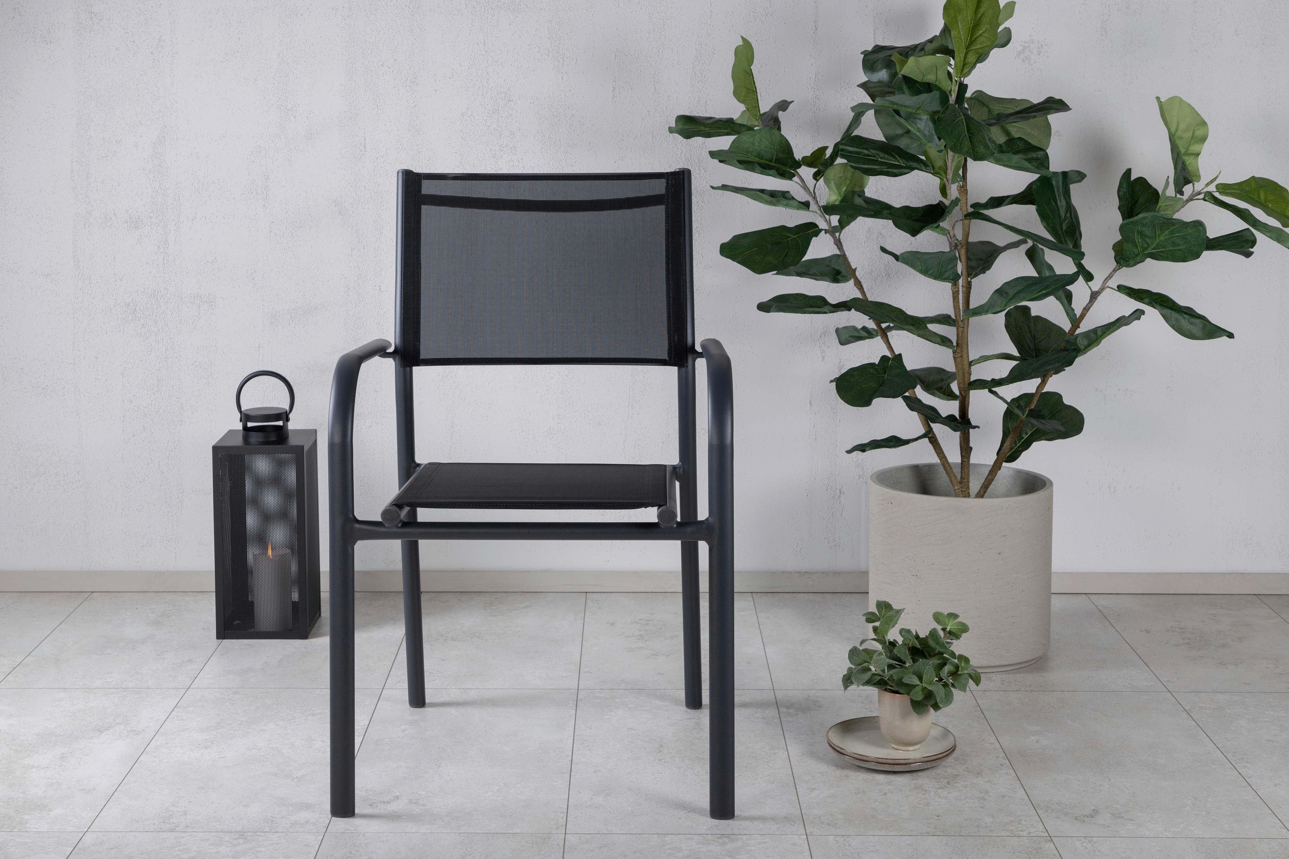 Stapelsessel Santorini - Schwarz, KONVENTIONELL, Metall (56/90/55cm) - Gardenson