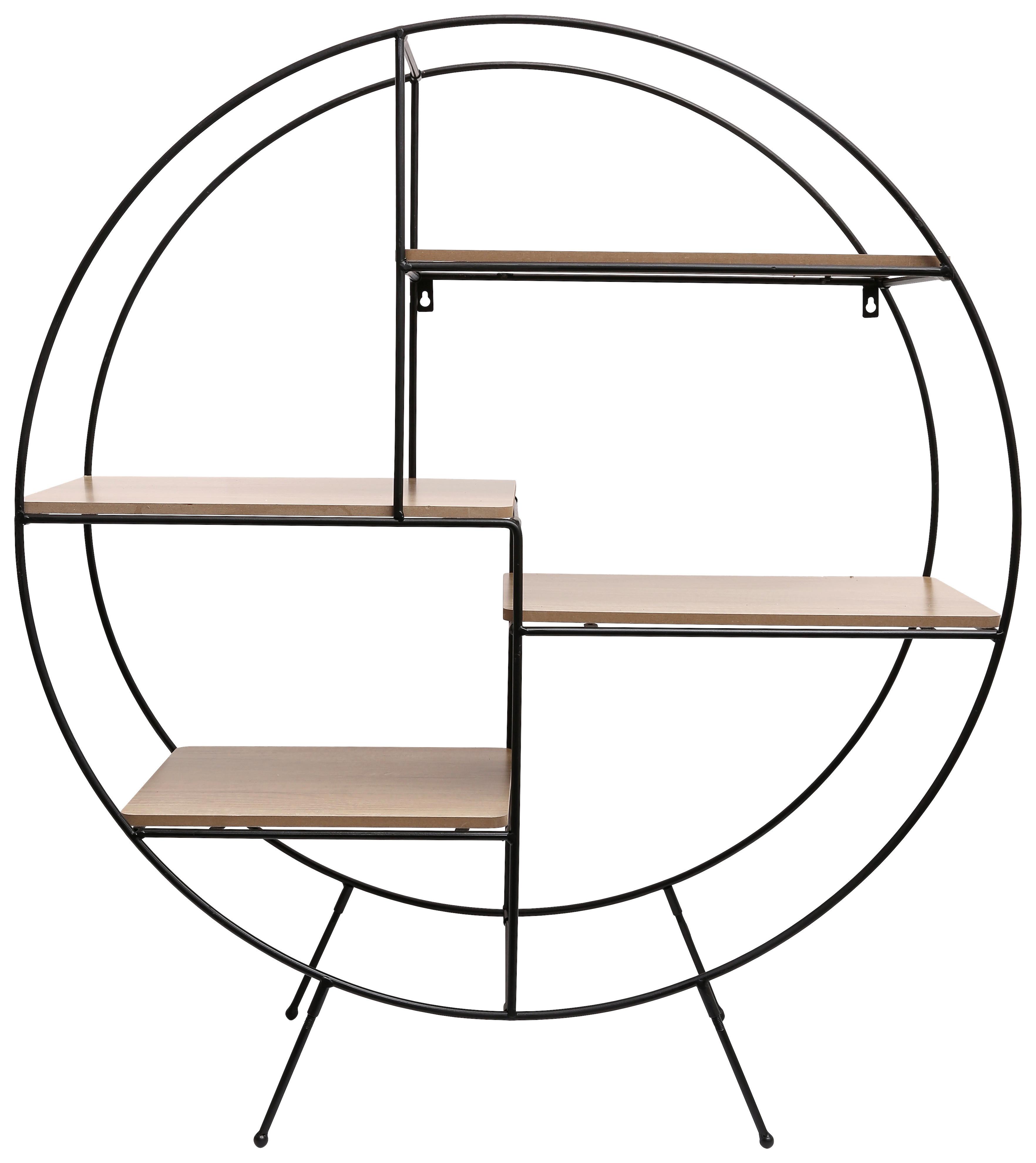 Regál Mailand 02 B992390 - prírodné farby/čierna, Moderný, kov/kompozitné drevo (80/90/30cm)