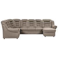 Wohnlandschaft Boston Hellbraun Lederlook - Hellbraun/Schwarz, KONVENTIONELL, Textil (216/333/165cm) - Livetastic