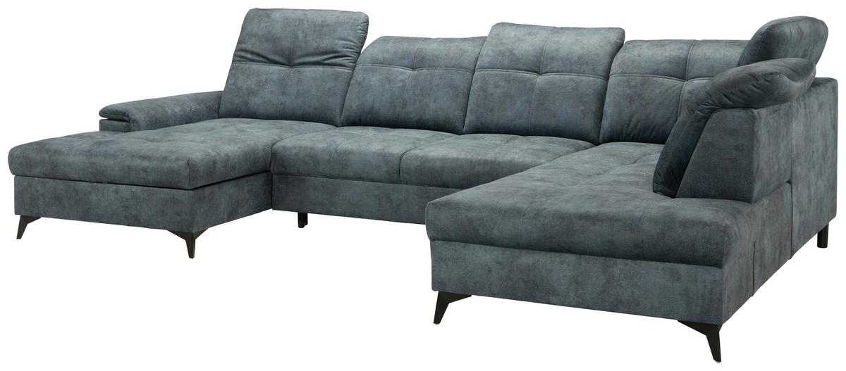 Sedacia súprava do U SIERRA, pravá, modrosivá INFINITY - čierna/modrosivá, Modern, kov/textil (181/364/230cm) - Mömax