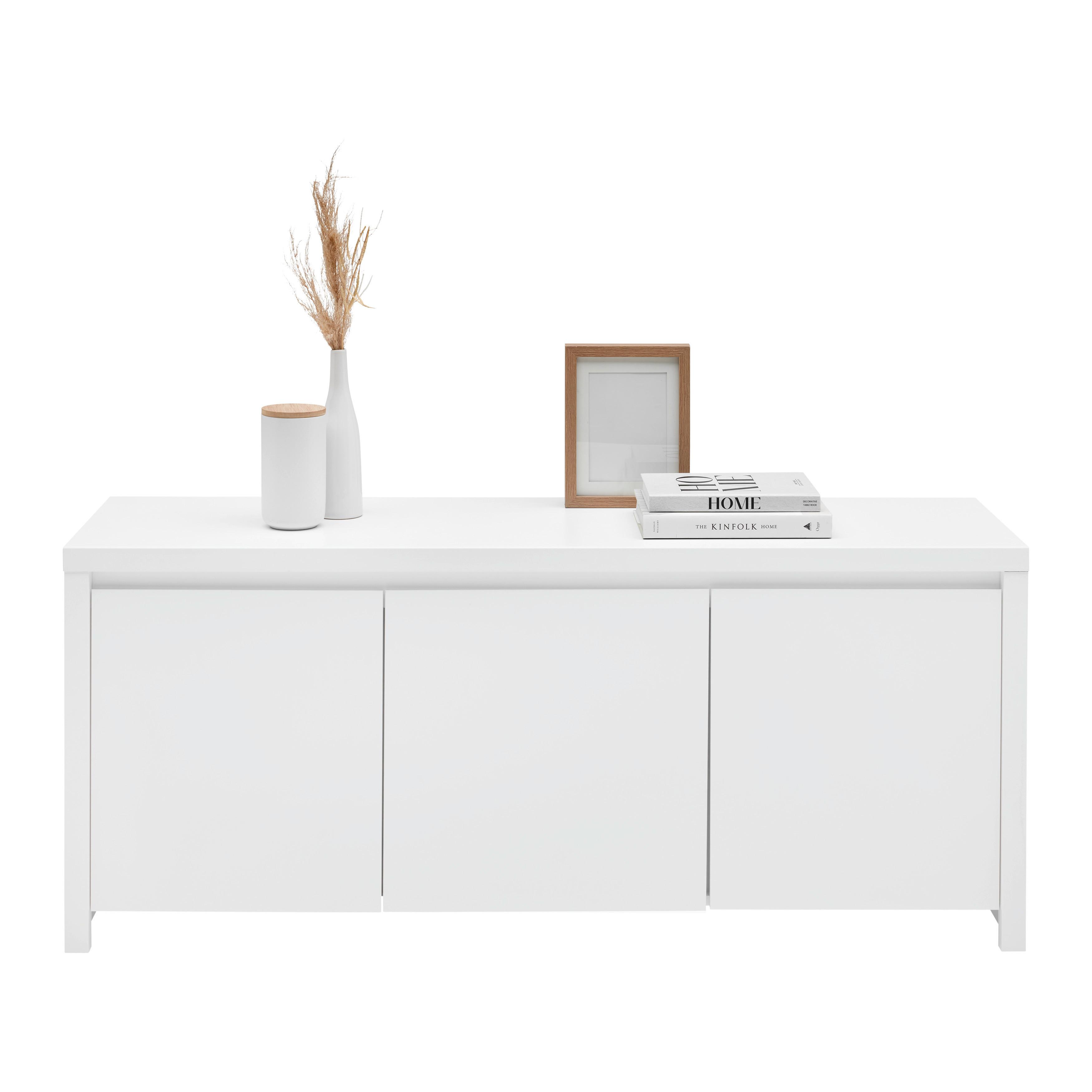 Nízká komoda LARIOS bílá - bílá/černá, Moderní, kompozitní dřevo/plast (143/61/40cm) - Mömax