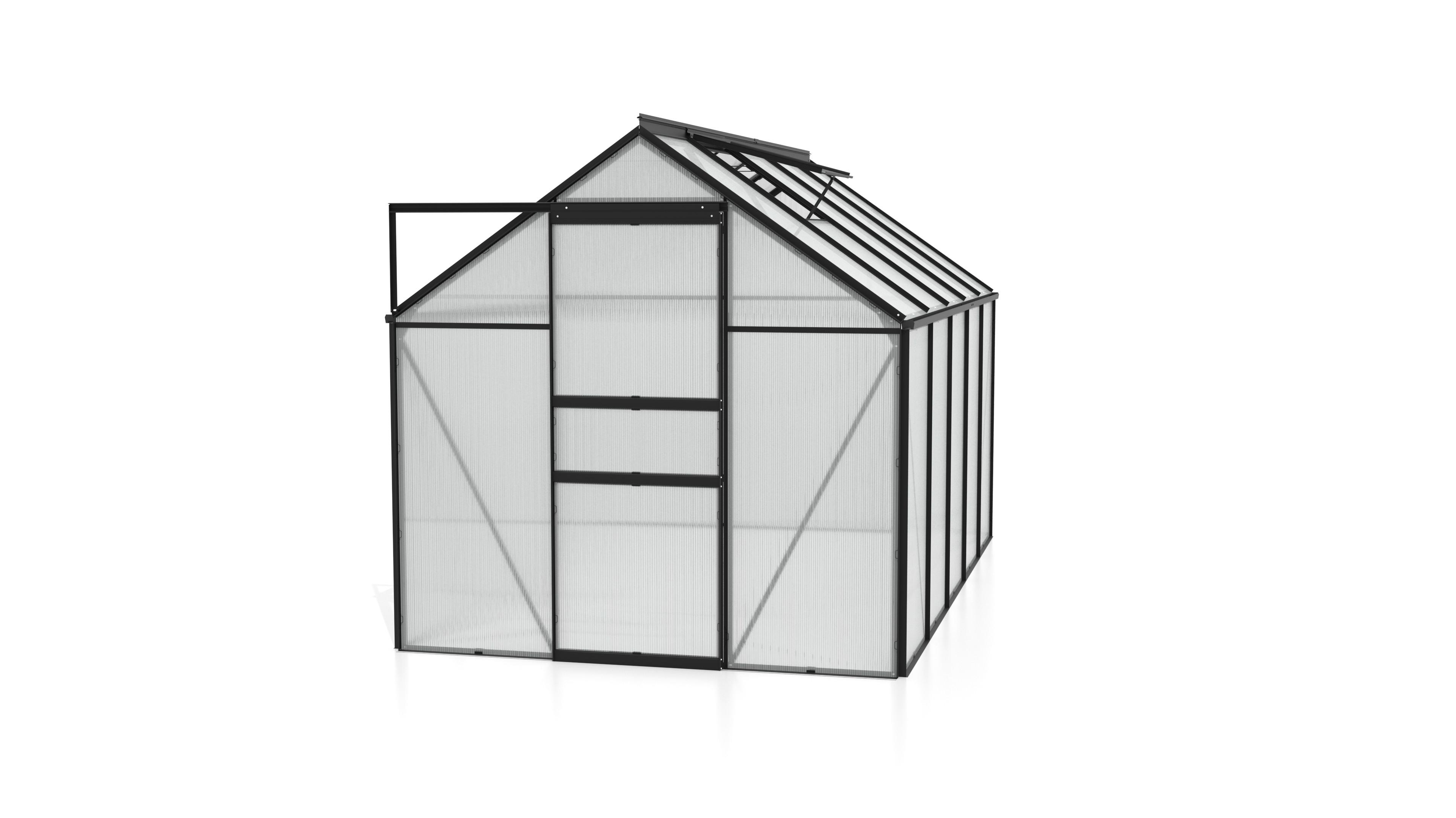 Gewächshausbausatz Comet 6200 6,2 M2 Metall/kunststoff - Schwarz, Basics, Kunststoff/Metall (195/197/321cm)