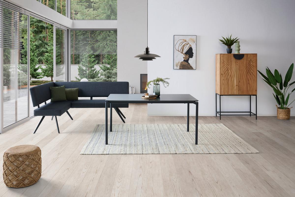 Eckbank Andros dunkelgrau, S: 150x190cm - Dunkelgrau/Schwarz, KONVENTIONELL, Textil/Metall (150/190cm) - Livetastic