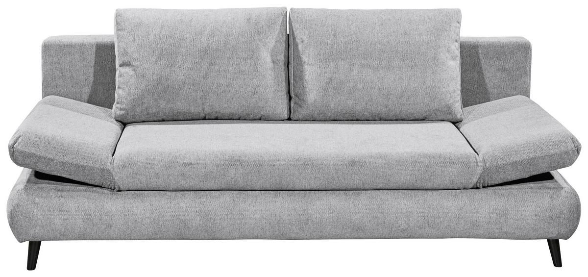 Schlafsofa Sunny 3Dl Hellgrau B: 212 cm - Hellgrau/Schwarz, KONVENTIONELL, Holzwerkstoff/Textil (212/88/101cm) - MID.YOU