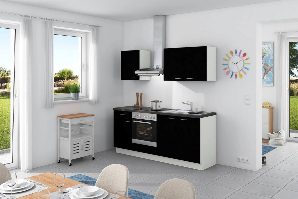 Küchenzeile Clean Ohne Geräte Ohne Geräte B: 200 Cm - Anthrazit/Schwarz, Design, Holzwerkstoff (200cm) - Express