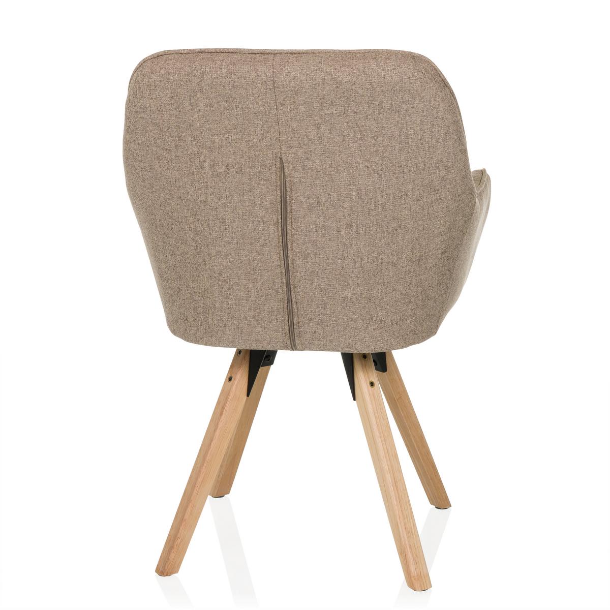 Armlehnstuhl Scandi Ted Beige B: 56 cm - Beige/Buchefarben, MODERN, Holz/Textil (56/84/62cm) - MID.YOU
