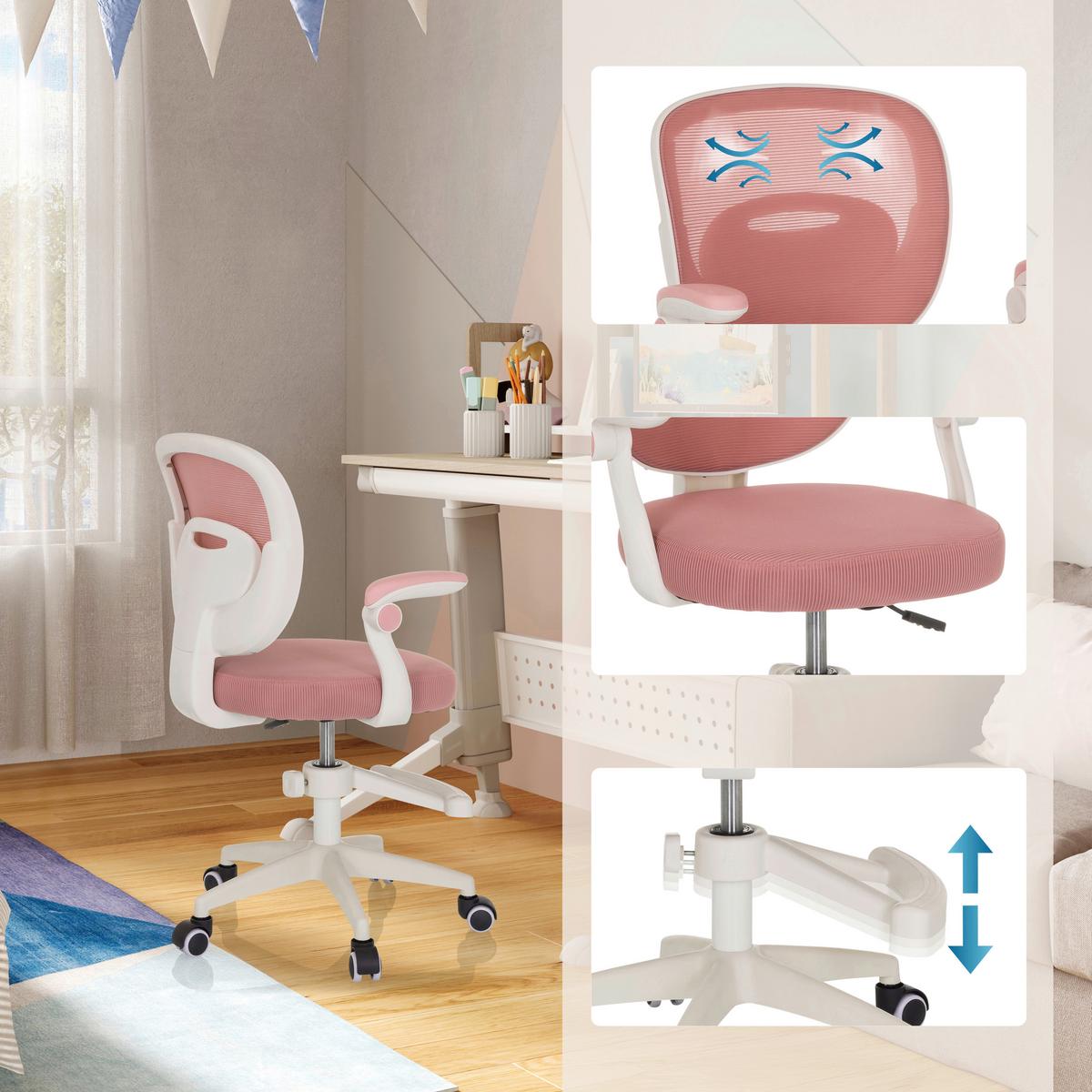 Jugenddrehstuhl Miko W Eco Rosa B: 61 cm - Rosa/Weiß, MODERN, Kunststoff/Textil (61/84-97/55cm) - MID.YOU