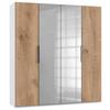 Drehtürenschrank Mit Spiegel 200 Cm Level, Weiß/eiche Dekor - Eichefarben/Weiß, MODERN, Holzwerkstoff (200/216/58cm) - MID.YOU