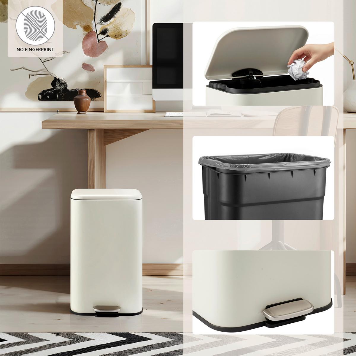 ABFALLEIMER Clean Beige B: 29cm - Beige/Schwarz, MODERN, Kunststoff/Metall (29/62/35cm) - MID.YOU