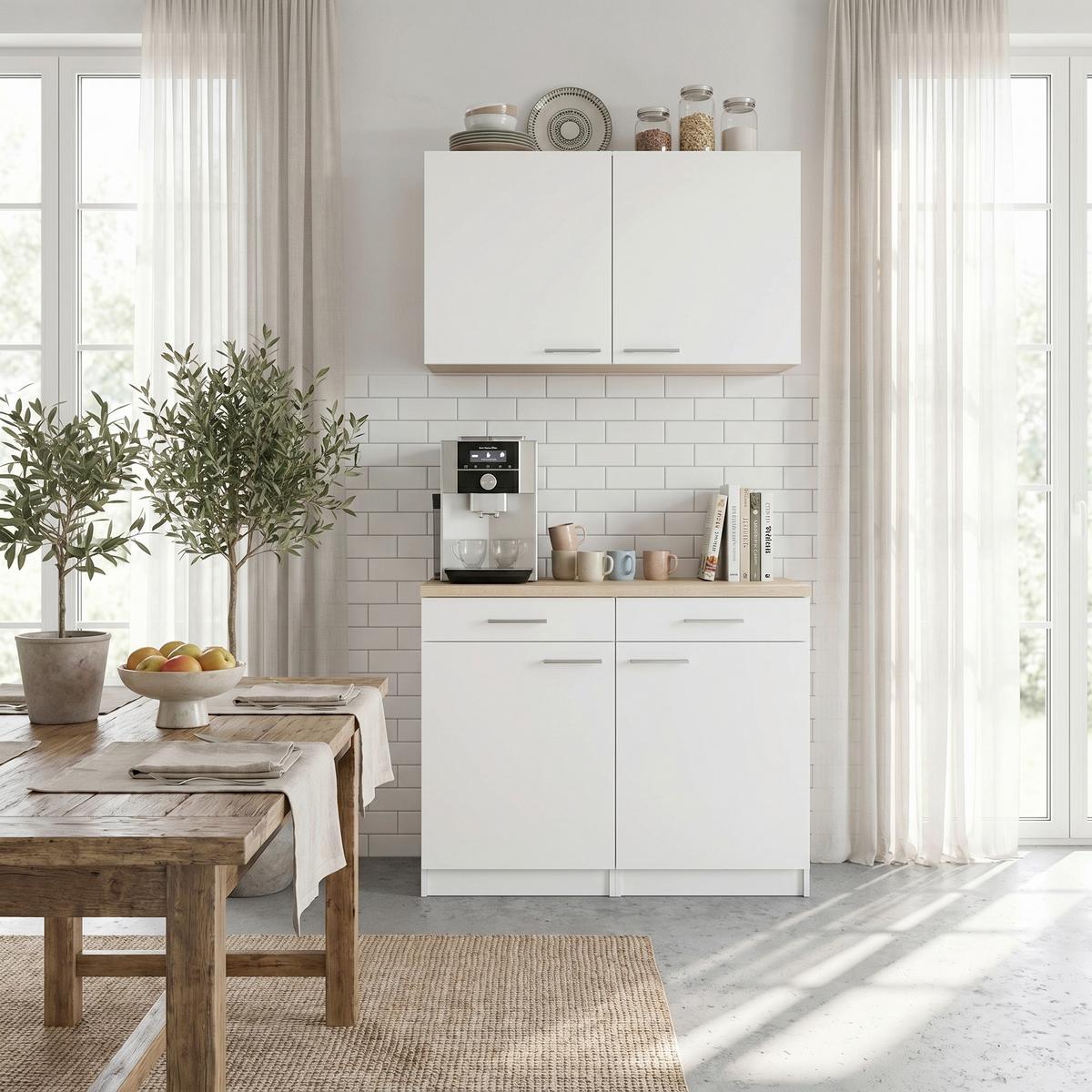 BUFFET Merle Weiß/Eiche Dekor B:100cm - Eichefarben/Weiß, Basics, Holzwerkstoff (100/200/60cm) - Respekta