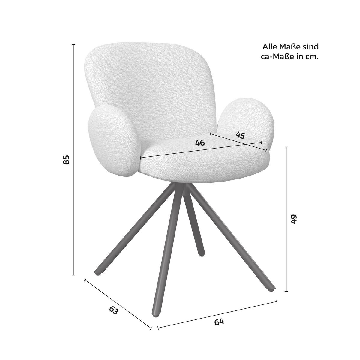 Stolička Josea s podrúčkami, krémová - čierna/krémová, Modern, kov/drevo (64/85/63cm) - Bessagi Home
