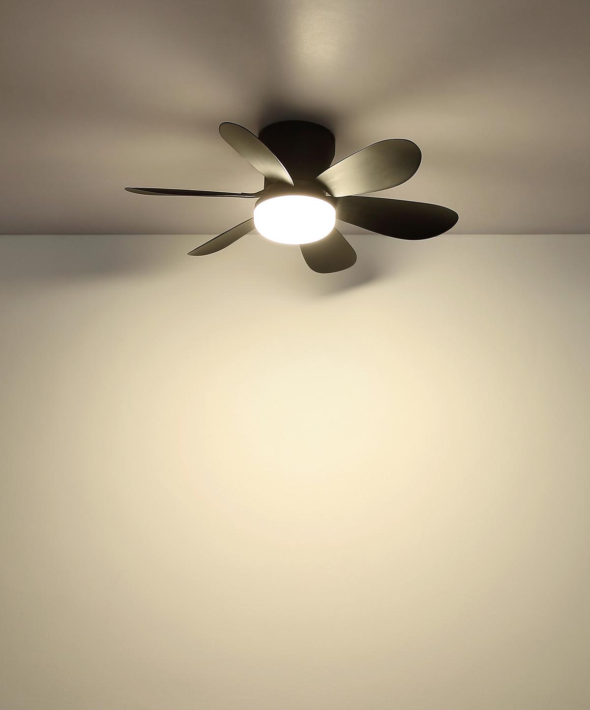 Deckenventilator Schwarz/Weiß 230V, 5W, DxH: ca. 51x16,5 cm - Schwarz/Weiß, Design, Kunststoff/Metall (51/16,5cm) - Globo