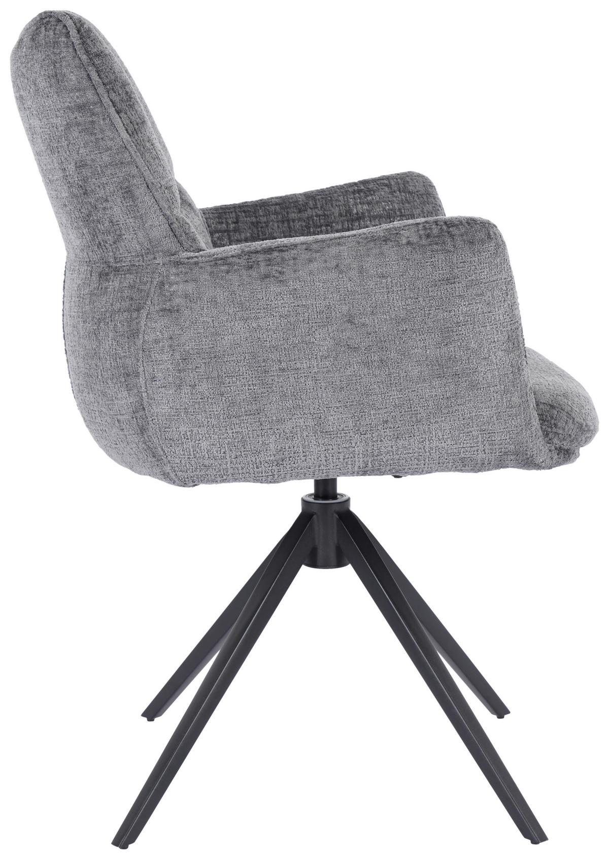 Otočná stolička s podrúčkami LUCIA tm.sivá - čierna/grafitová, Lifestyle, kov/textil (62/90/64cm) - Premium Living