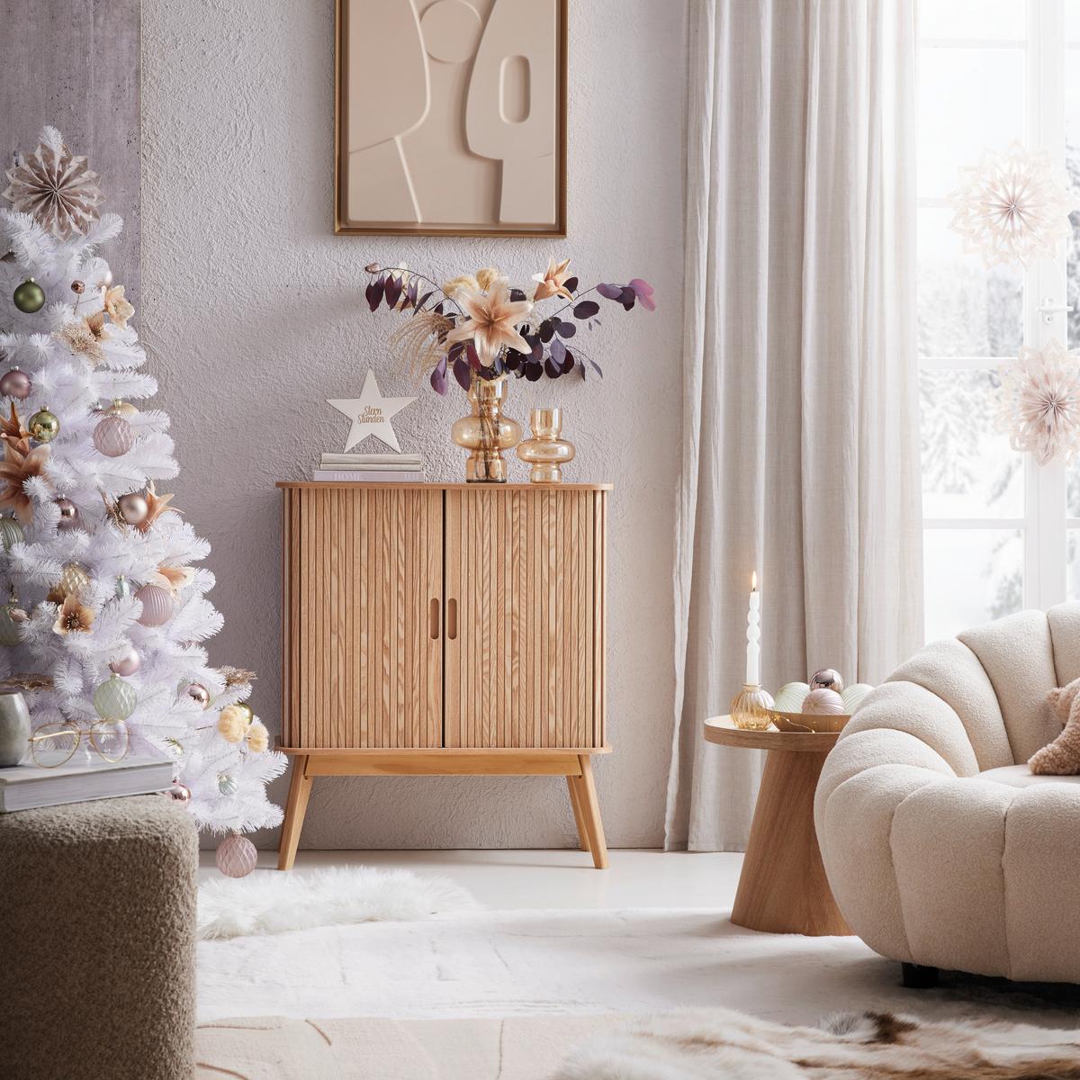 Komoda Skandy dyha/MDF - prírodná farba, Modern, drevo/kompozitné drevo (70/80/30cm) - Premium Living