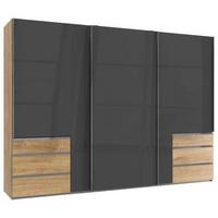 Schwebetürenschrank Mit Laden B:300cm Level Grau/eiche Dekor - Eichefarben/Grau, MODERN, Holzwerkstoff (300/216/65cm) - MID.YOU