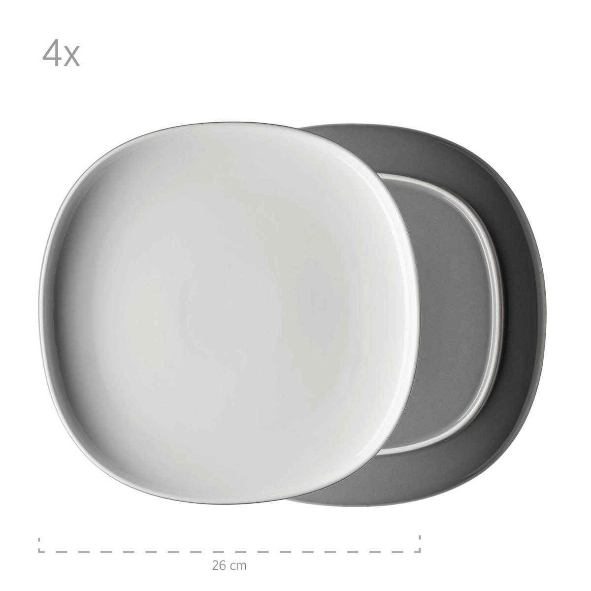 Kombiservice Isora 6 Personen Geschirr Set - Grau, Basics, Keramik - Mäser