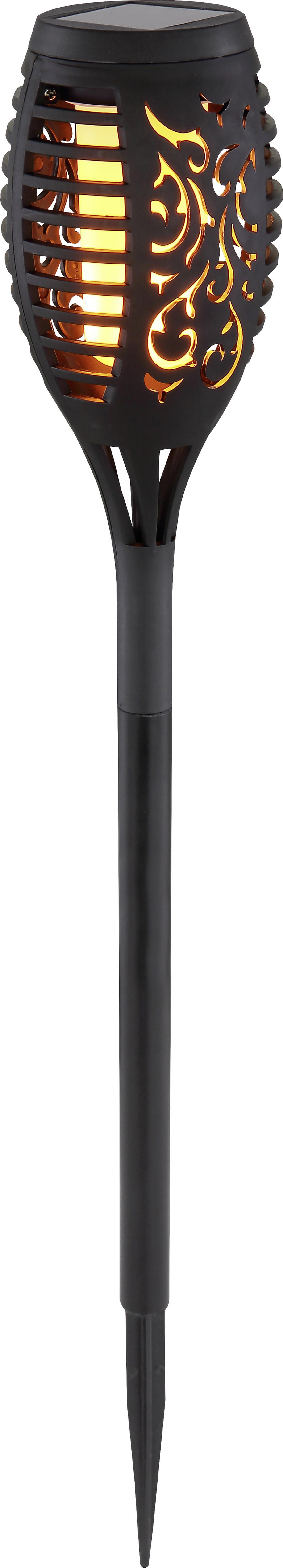 Solarleuchte Schwarz Valeria 12xled Flackernd H: 49,5cm - Schwarz, KONVENTIONELL, Kunststoff (7,5/49,5cm) - Homezone