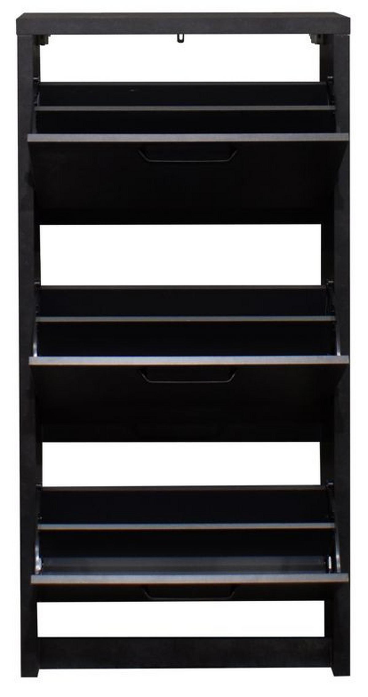 Výklopná skrinka na topánky Klapp - čierna - čierna, Basics, kov/kompozitné drevo (64/125/24cm)
