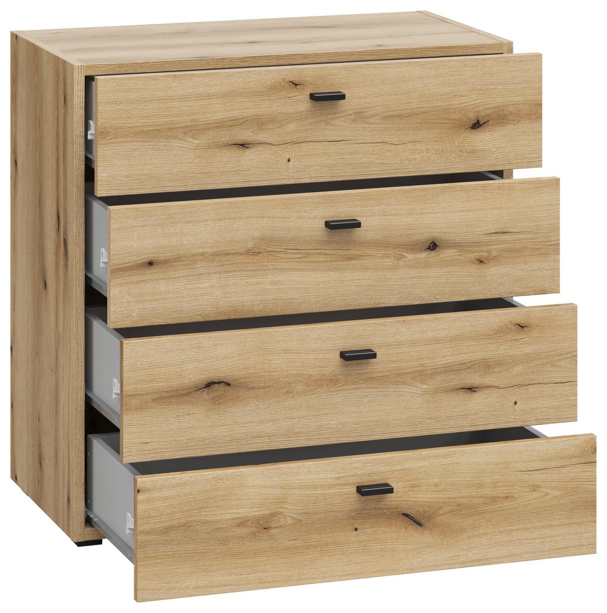 Stapelprogramm Sixty-Four - Eichefarben/Schwarz, Trend, Holzwerkstoff (192/192/35cm)