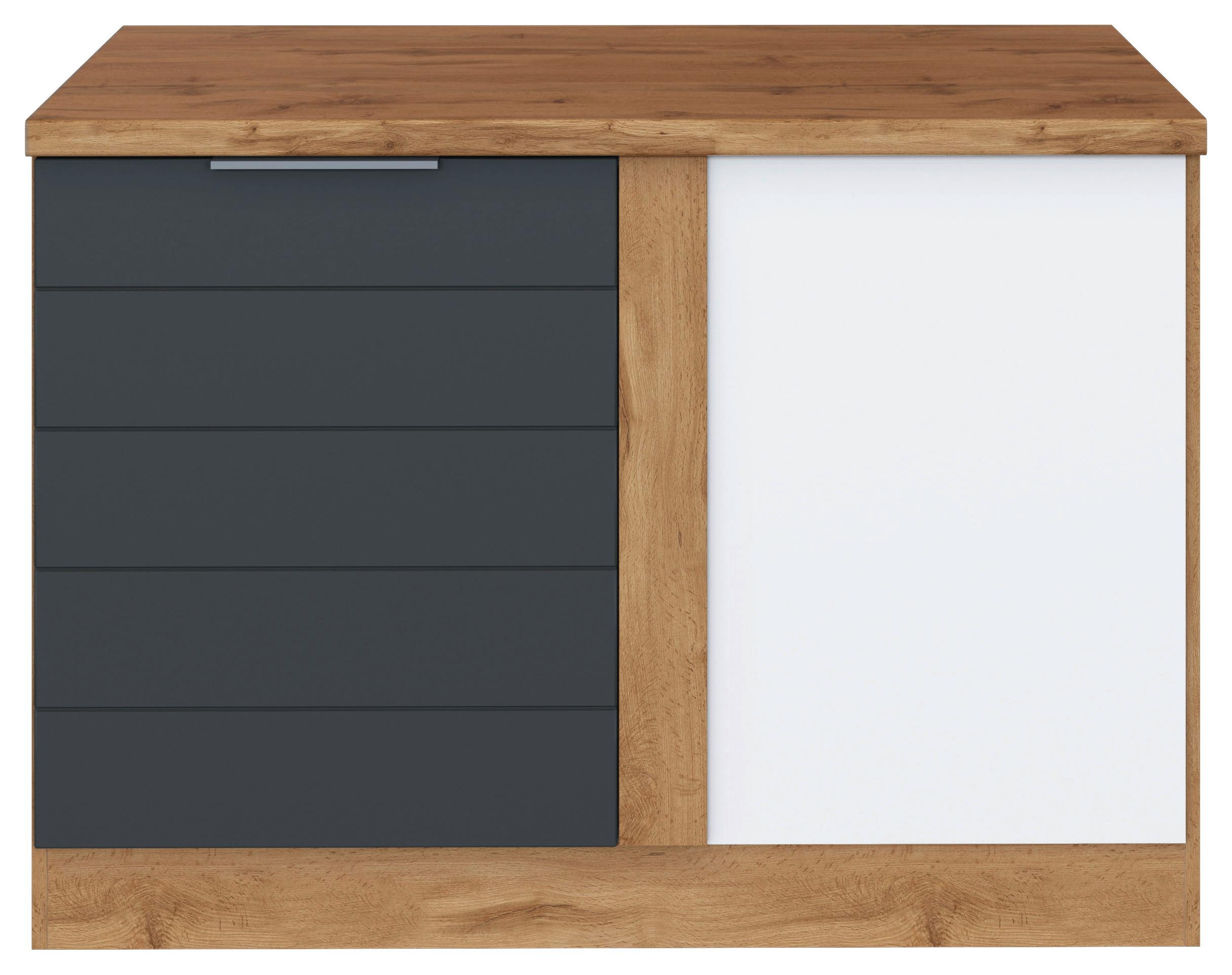 Eckunterschrank Florenz B: 120 cm Grau/Eiche Dekor 1 Tür - Eiche Wotan/Grau, Design, Holzwerkstoff (120/86/60cm) - Held