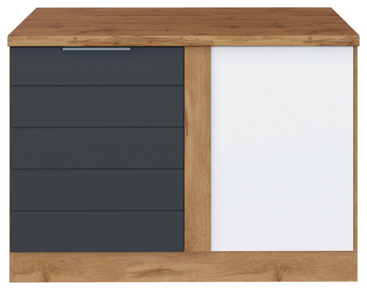 Eckunterschrank Florenz B: 120 Cm Grau/eiche Dekor 1 Tür - Eiche Wotan/Grau, Design, Holzwerkstoff (120/86/60cm) - Held