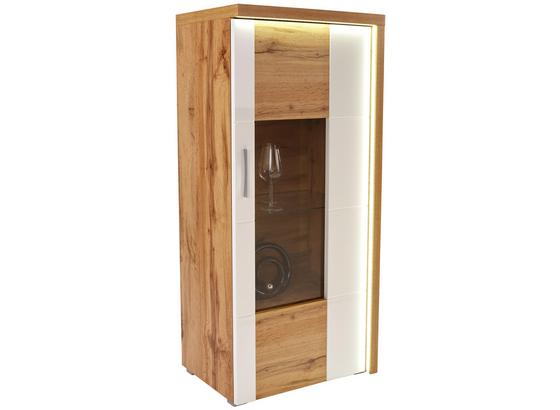Vitrína Eleganza - farby dubu/biela, Moderný, kompozitné drevo/sklo (65/136.3/38cm) Vitrína Eleganza - farby dubu/biela, Moderný, kompozitné drevo/sklo (65/136.3/38cm)