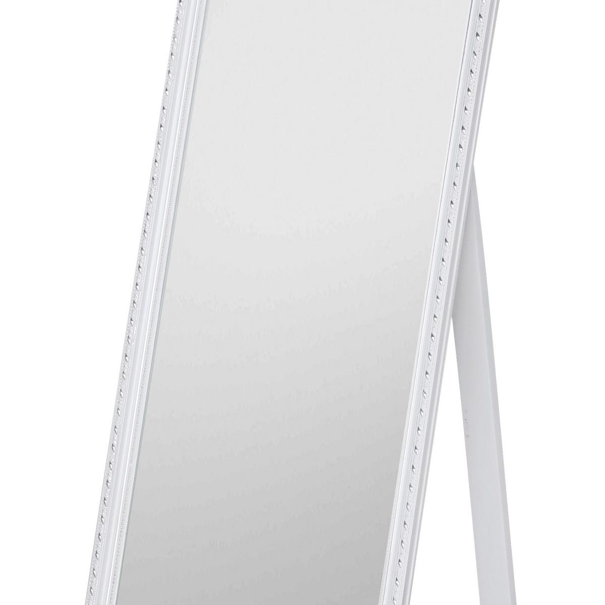 Standspiegel Pisa Rechteckig 34x160cm Weiß/silber - Silberfarben/Weiß, MODERN, Glas/Holz (34/160/2,3cm)