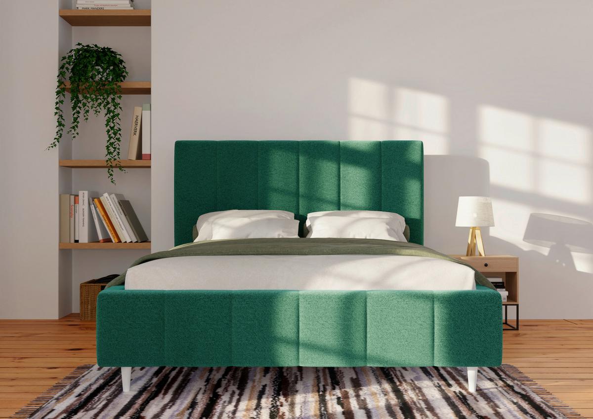 Polsterbett Talera Loft grün 140x200 cm - Buchefarben/Schwarz, KONVENTIONELL, Holz/Textil (140/200cm)