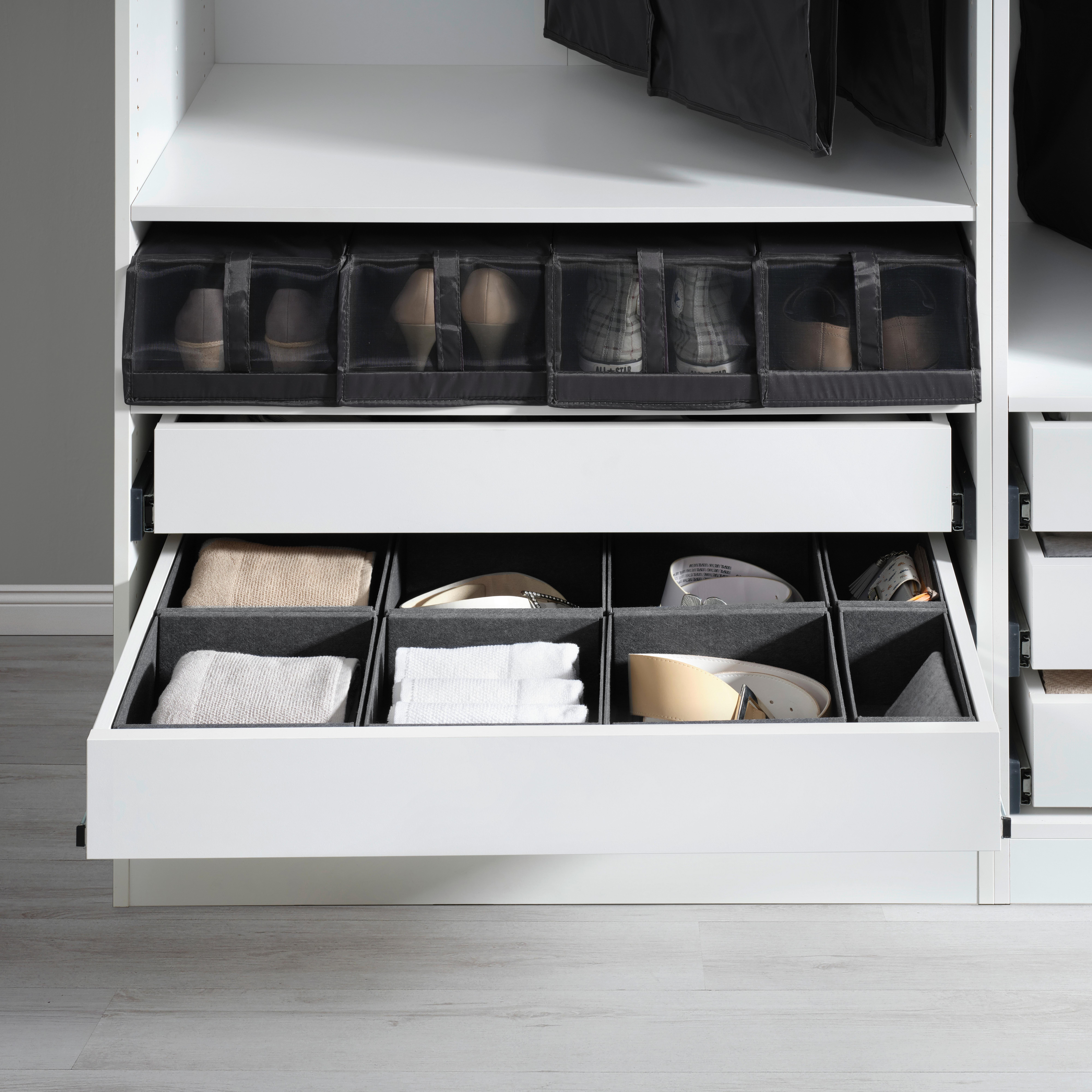 Krabice na boty Unit - šedá, Konvenční, textil/plast (22/34/16cm) - Modern Living