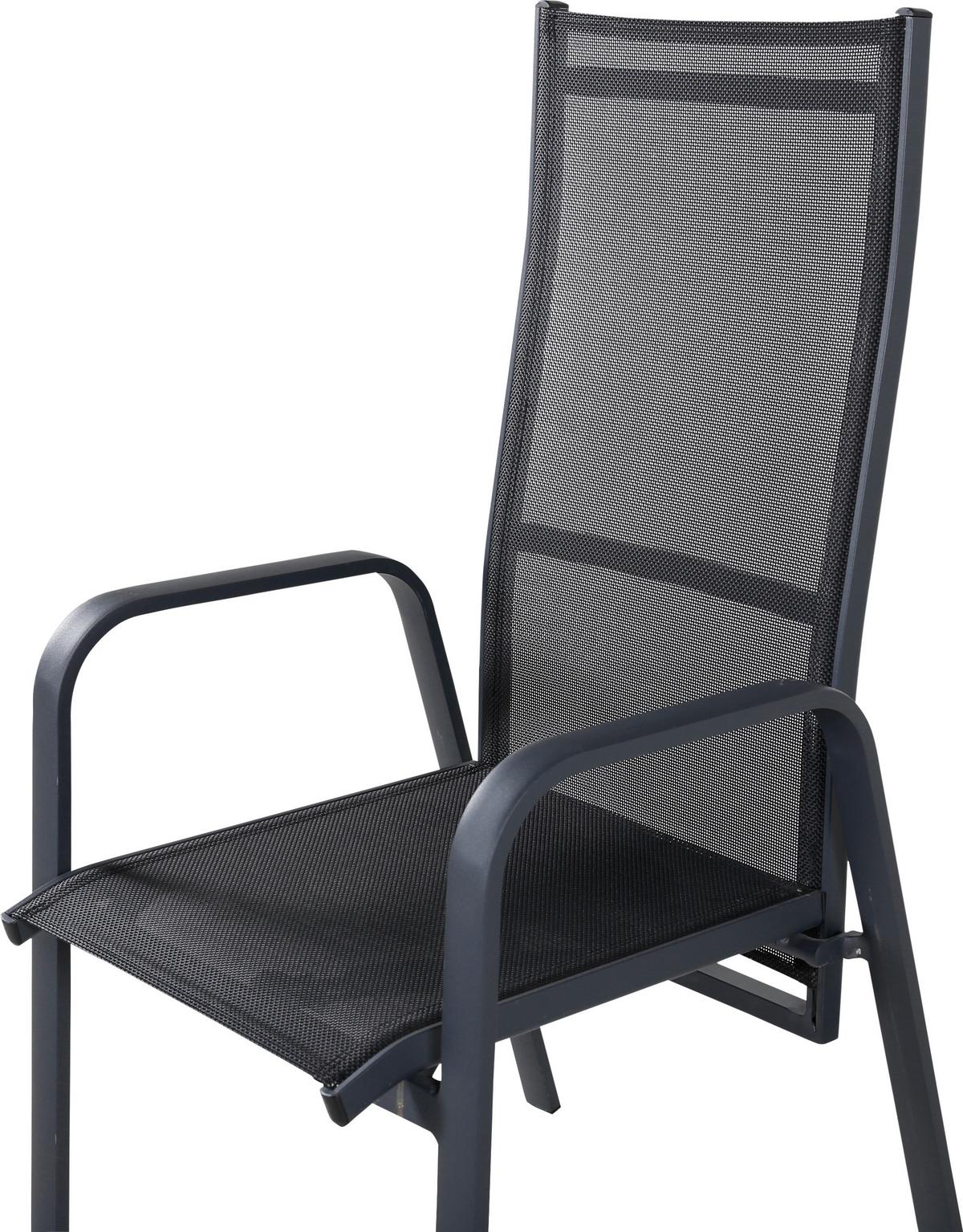 Gartensessel-set Copacabana Aluminium - Schwarz, KONVENTIONELL, Metall (56.5/110/65cm) - Gardenson
