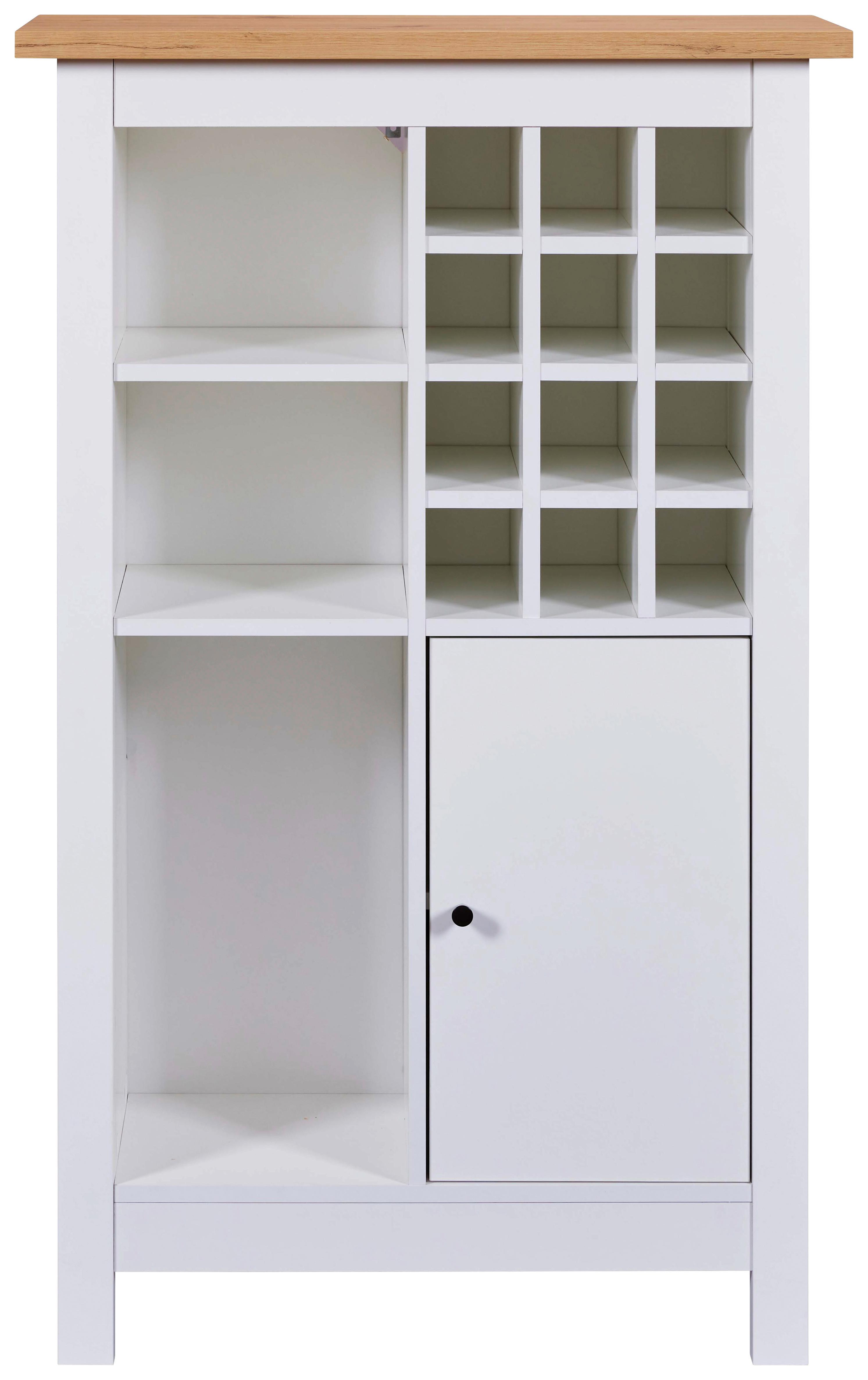 Weinschrank Julina Weiß, Eiche Dekor B: 77cm - Weiß/Eiche Artisan, Design, Holzwerkstoff (77/124/33cm) - Livetastic