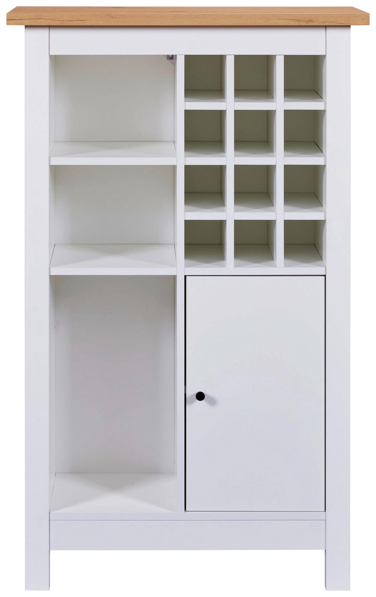 Weinschrank Julina Weiß, Eiche Dekor B: 77cm - Weiß/Eiche Artisan, Design, Holzwerkstoff (77/124/33cm) - Livetastic