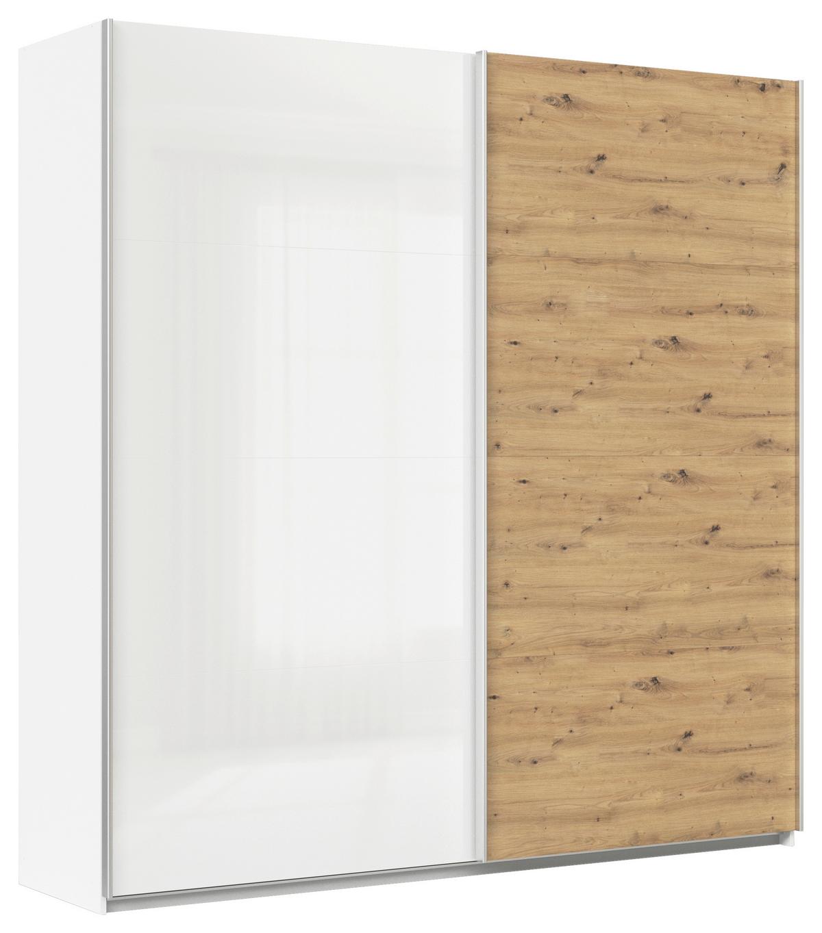 Schwebetürenschrank B: 225cm Feldkirch Weiß/Eiche Dekor - Weiß Hochglanz/Eiche Artisan, MODERN, Holzwerkstoff (225/229/62cm)