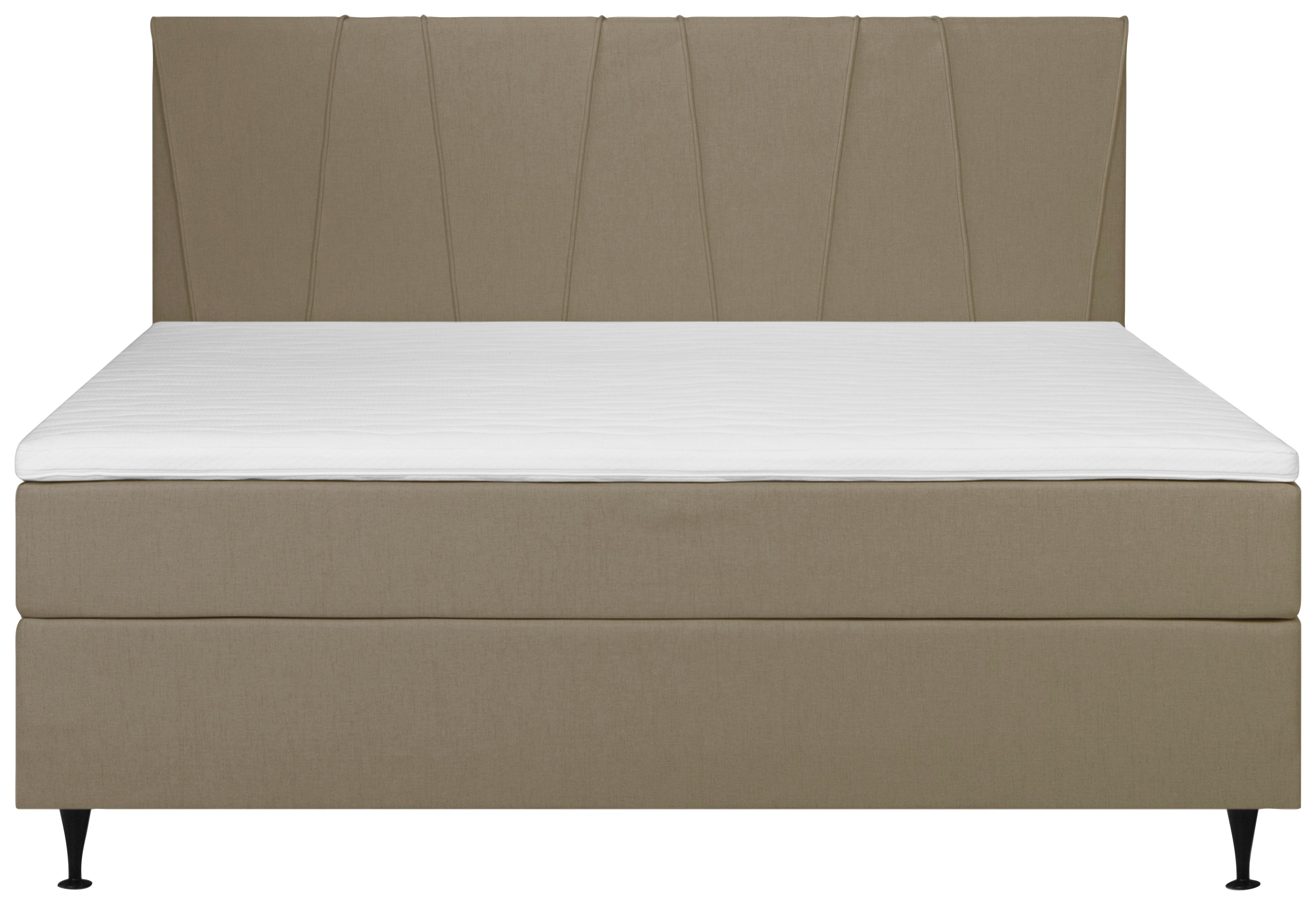 Boxspringbett Wels 160x200 cm Braun inkl. Topper - Schwarz/Braun, MODERN, Textil (160/200cm) - MID.YOU