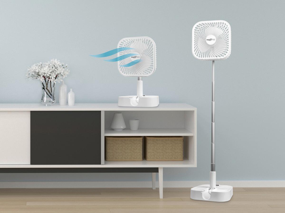 Tischventilator 1,3-4,8 W Maxxmee H: 19,7 Cm - Weiß, Basics, Kunststoff/Metall (19,7/19,7/9,3cm) - TV - Unser Original