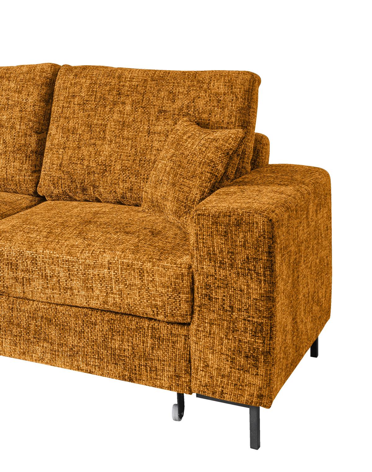Eckschlafsofa Zona, Gold S: 143x237 Cm - Goldfarben/Schwarz, KONVENTIONELL, Textil (143/237cm) - Livetastic