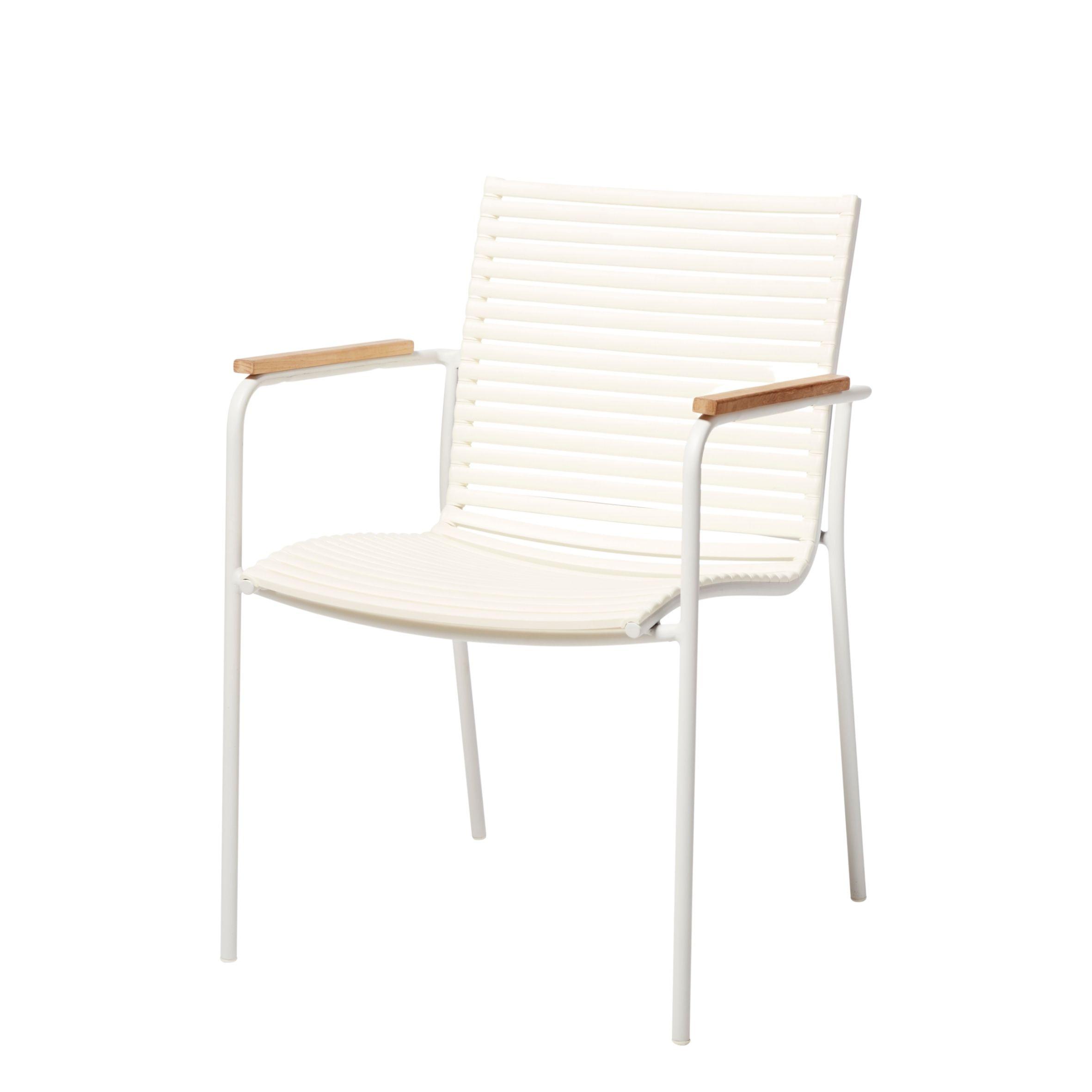 Gartensessel stapelbar Mood MOOD - Weiß/Teakfarben, Natur, Holz/Kunststoff (60/84/56cm) - Gardenson