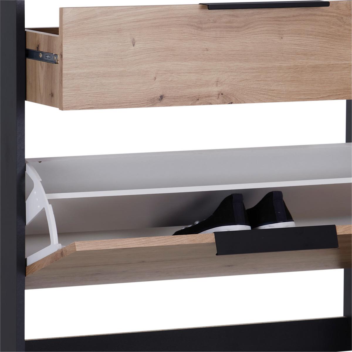 Schuhkipper Anna 4 Klappen Eiche Dekor/anthrazit B: 79 Cm - Eichefarben/Anthrazit, MODERN, Holzwerkstoff (79/162,3/25cm)