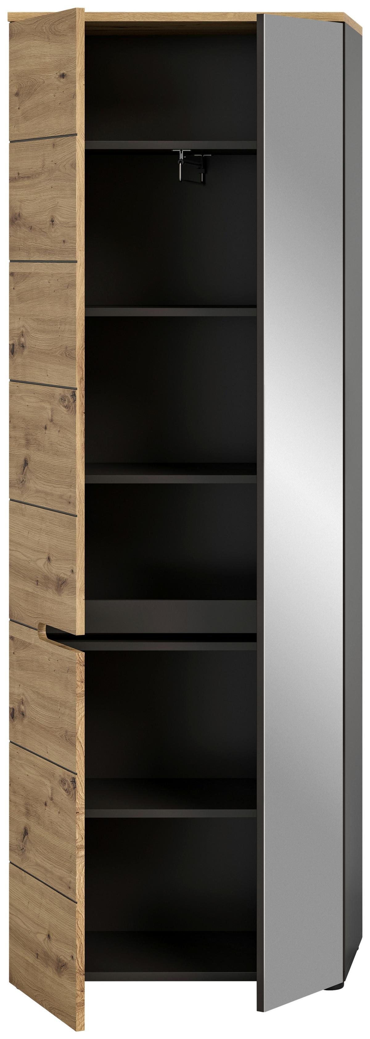 Garderobenschrank Basalt Grau Nb, Artisan Nb - KONVENTIONELL, Glas/Holzwerkstoff (65/190/37cm) - MID.YOU