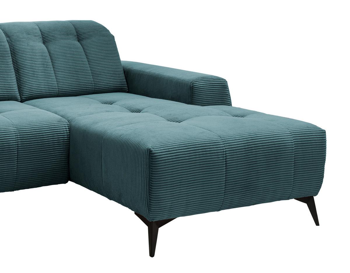 Ecksofa Mit Usb Anschluss Sano, Petrol, S: 258x180 Cm - Petrol/Schwarz, MODERN, Textil (258/180cm) - Livetastic