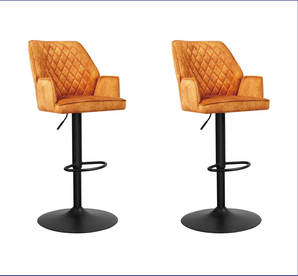 Barhocker-Set Donny Cognac B: 54 cm - Cognac/Goldfarben, MODERN, Textil/Metall (54/100/58cm) - MID.YOU