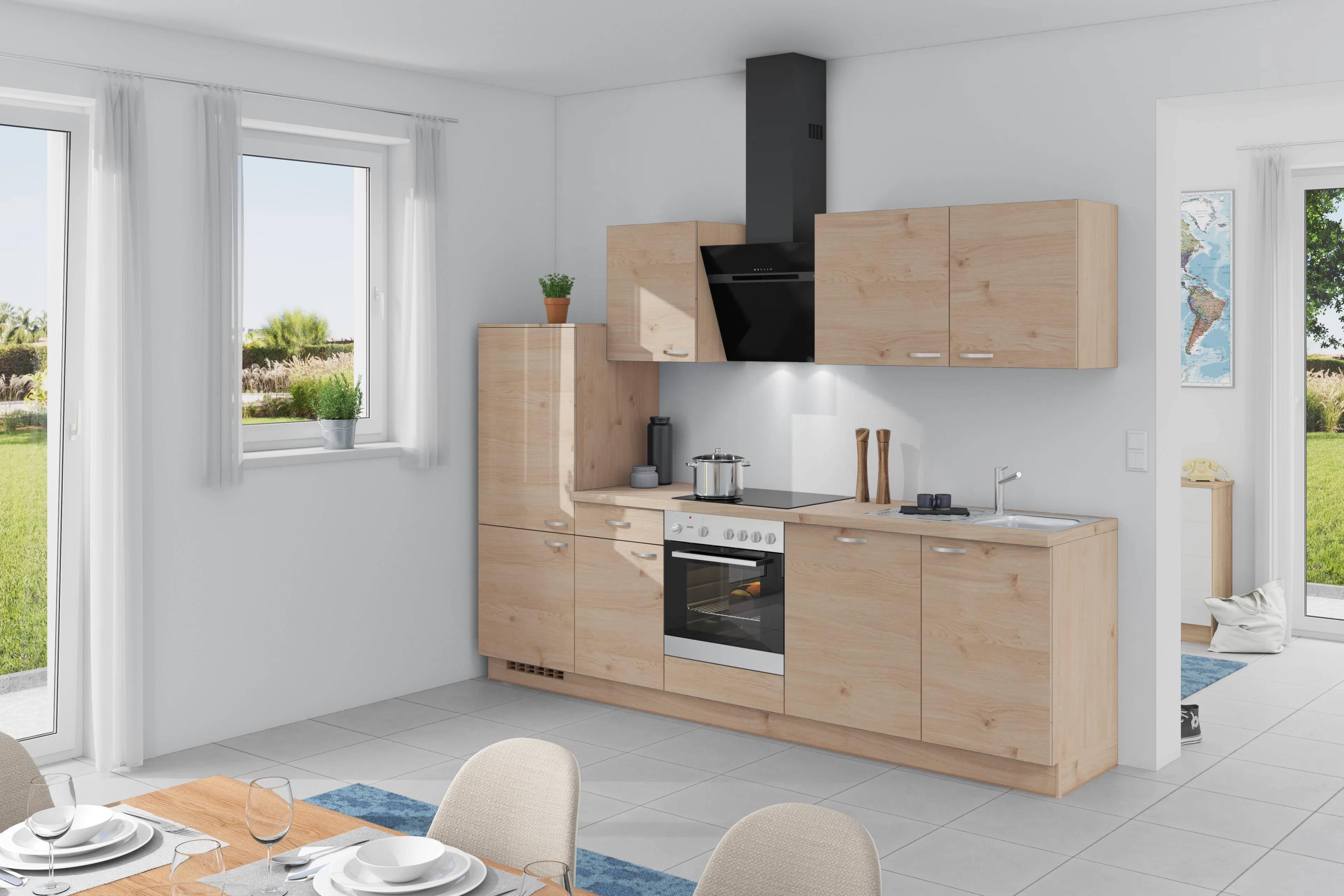 Küchenzeile Plan Mit Geräte 280 Cm Plan Wildeiche - Wildeiche, Basics, Holzwerkstoff (280cm) - Express