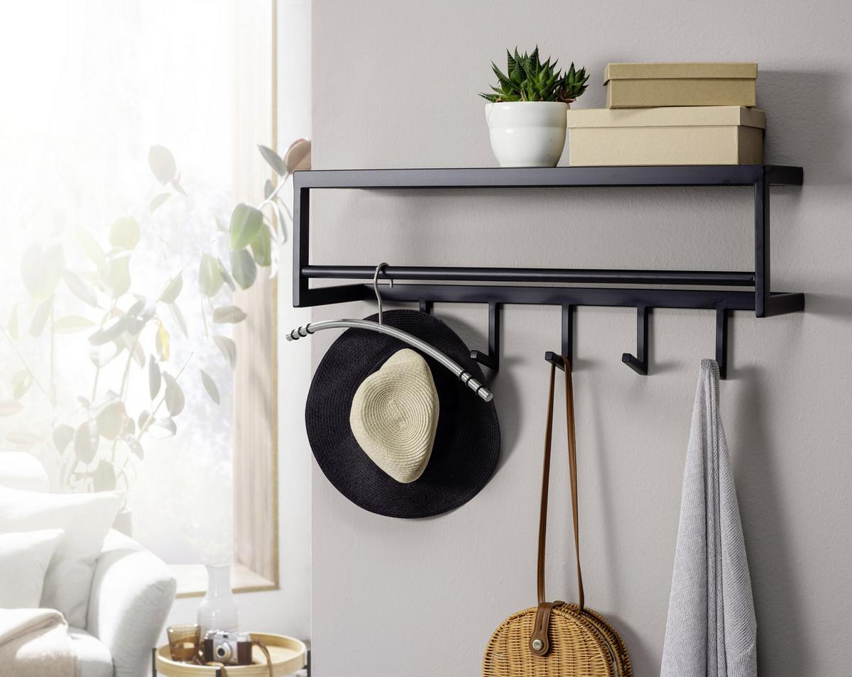 Nástenný vešiak čierny š: 70cm - čierna, Modern, kov (70/20/20cm) - MID.YOU