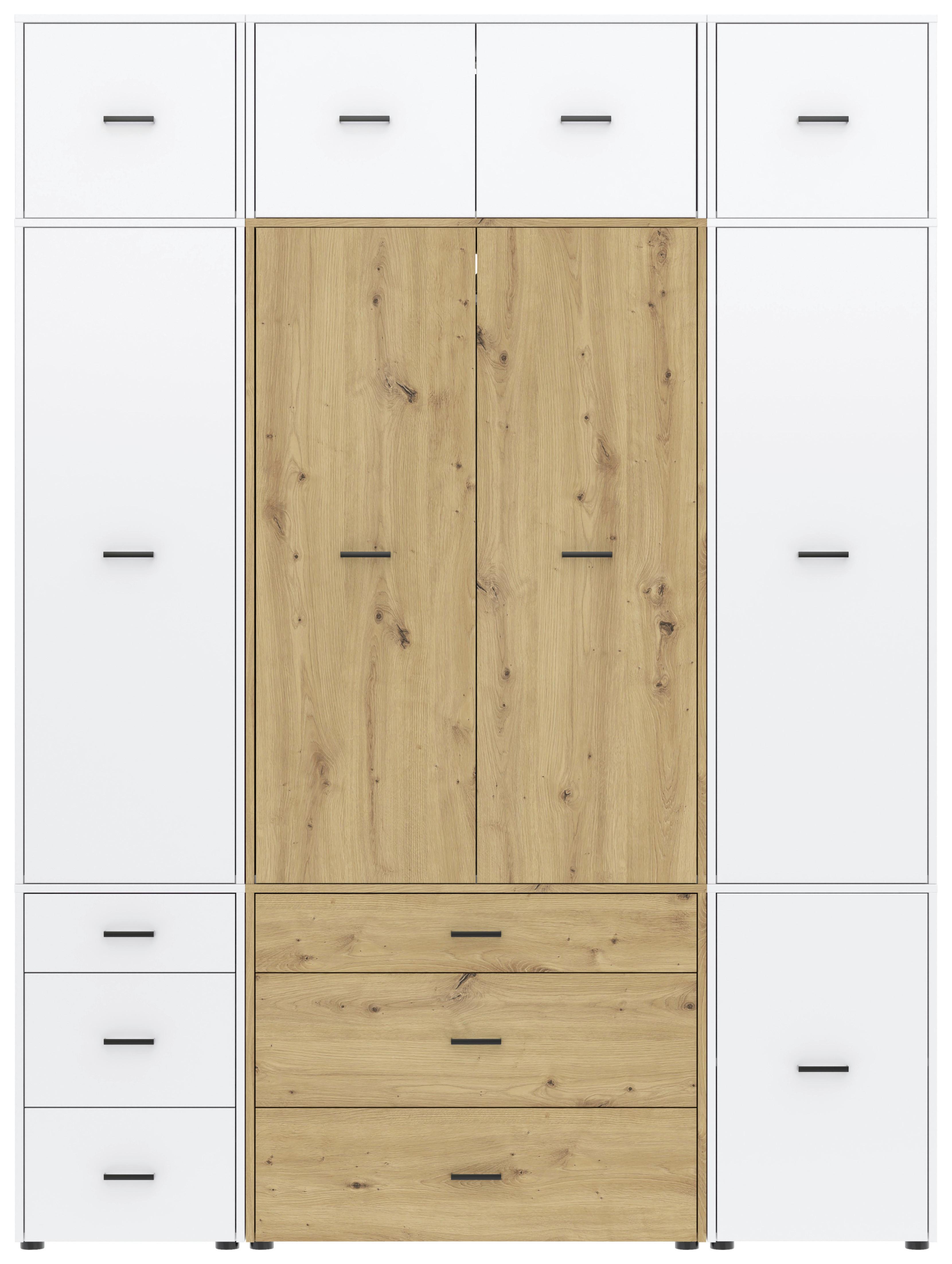 Kleiderschrank Kivo Eiche Artisan, Weiß, B: 180 cm - Weiß/Eiche Artisan, Basics, Holzwerkstoff (180/239,40/52,1cm)