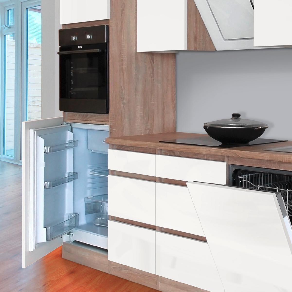 Küchenzeile Premium M. Geräten 280 Cm Weiß/eiche Dekor Modern - Eichefarben/Weiß, MODERN, Holzwerkstoff (280cm) - Respekta