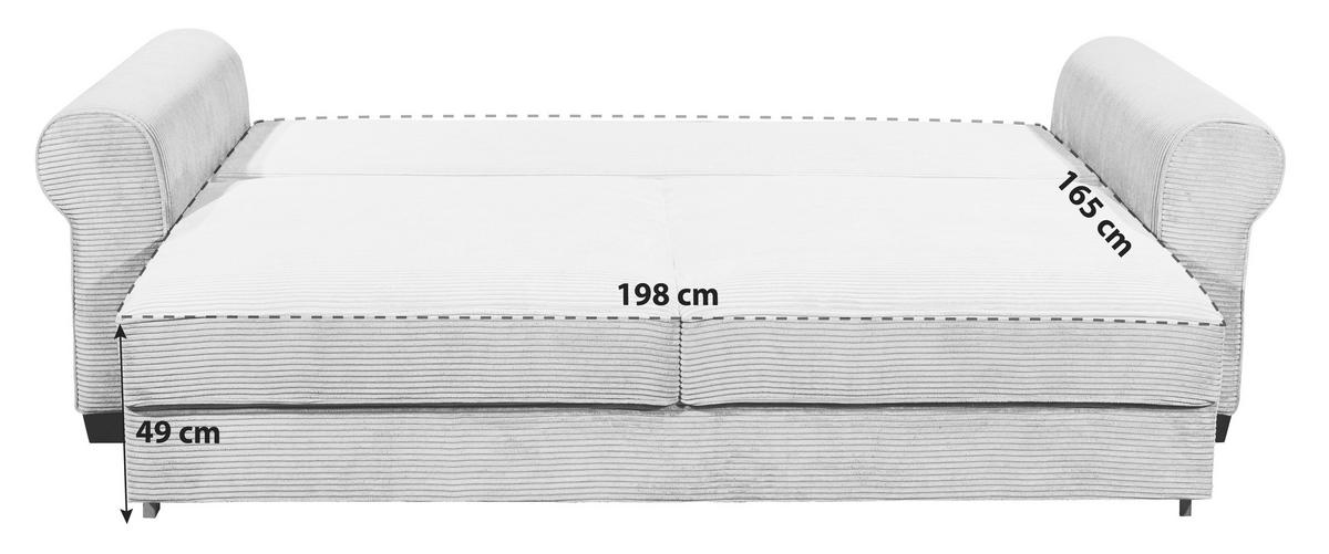 2-Sitzer-Sofa Mit Schlaffunktion Maureen B:250cm - Dunkelgrau/Schwarz, KONVENTIONELL, Textil (250/95/125cm) - MID.YOU